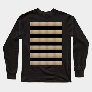 Preppy Minimalist Geometric Pattern Black Gold Stripes Long Sleeve T-Shirt